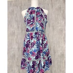 Sunday Mi Amor Anthropologie Summer Dress Womens XS Blue Floral Open Back Boho